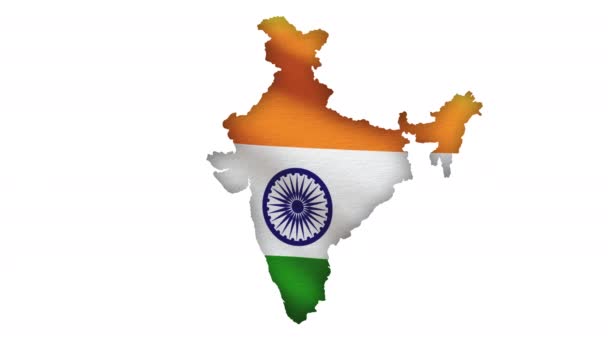 Indische Flagge Mit Indien Karte — Stockvideo