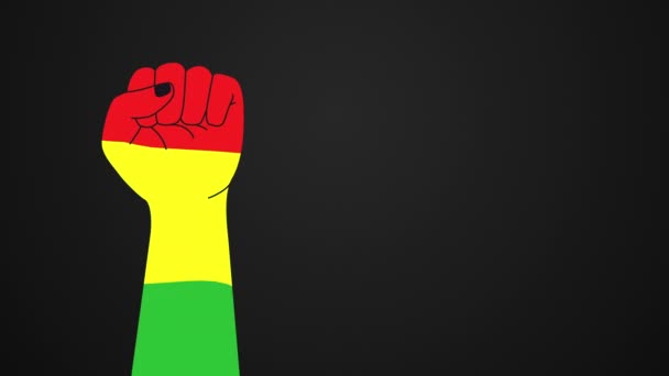 Black History Month Flag Waving Closed Fist — Stock Video