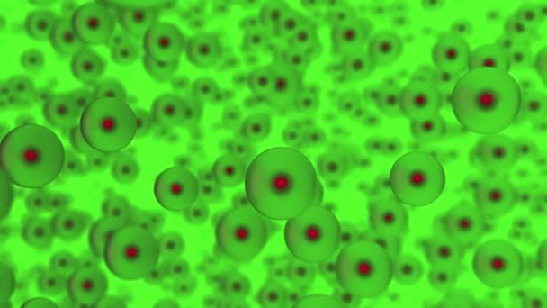 Abstraktní Plovoucí Buňky Zeleném Pozadí — Stock video