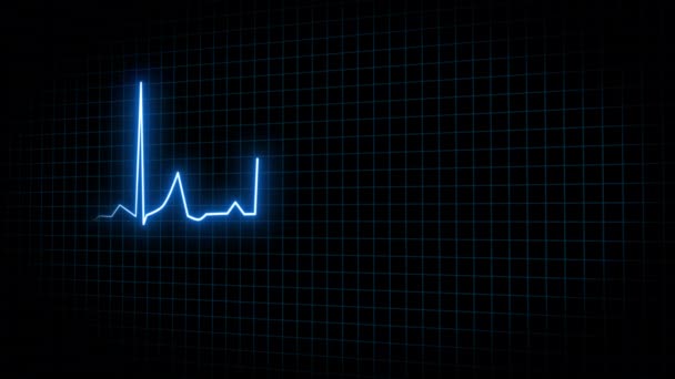 具有网格背景的心率心电图医学屏幕 — 图库视频影像