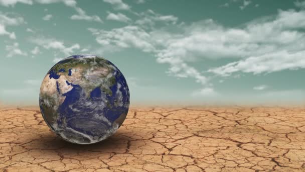 Mudança Climática Com Planeta Terra Seca Terra Rachada — Vídeo de Stock
