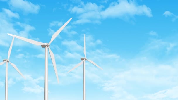 Turbina Eólica Con Cielo Azul Nubes Movimiento — Vídeos de Stock