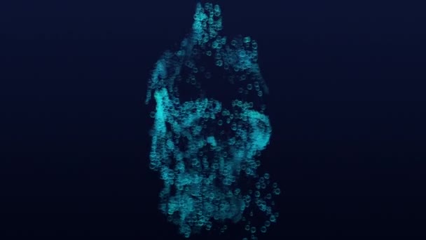 水下气泡上升到蓝色水面 — 图库视频影像