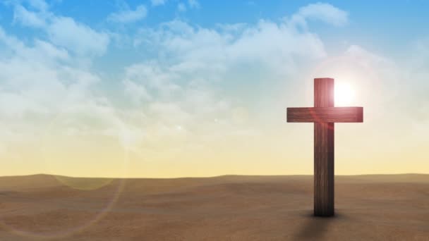 Křesťanský Kříž Suchém Písku Velký Pátek Téma — Stock video