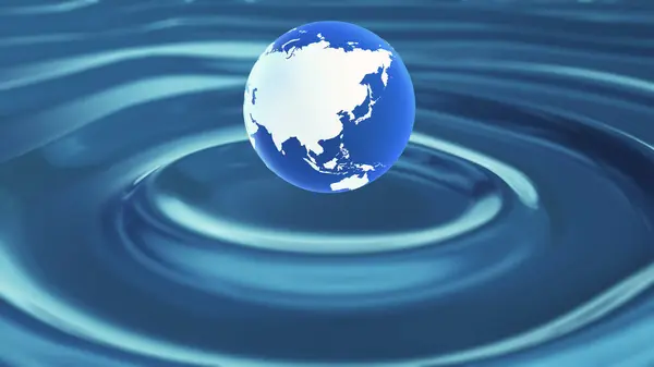 World water day concept with globe floating on water