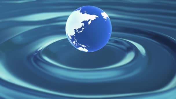 世界水日概念 全球漂浮在水面上 — 图库视频影像