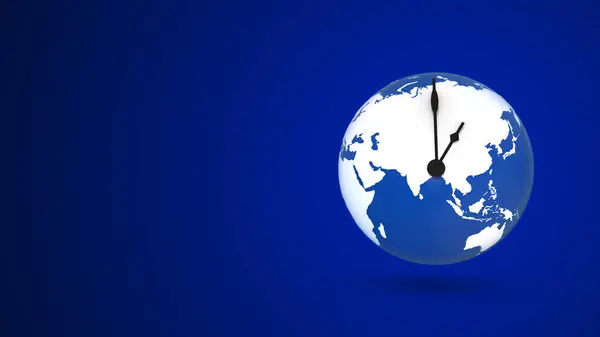 3d animation time-lapse clock on world spin around