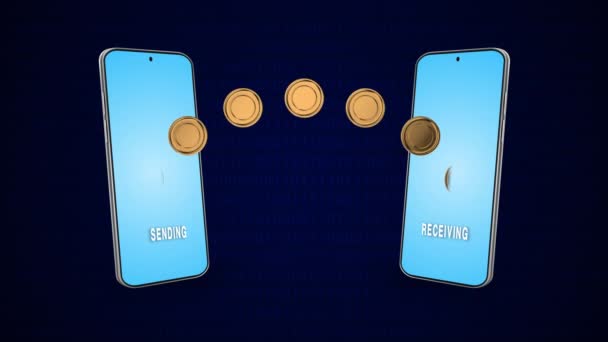 Концепція Мобільного Банкінгу Переказом Монет Між Смартфонами — стокове відео