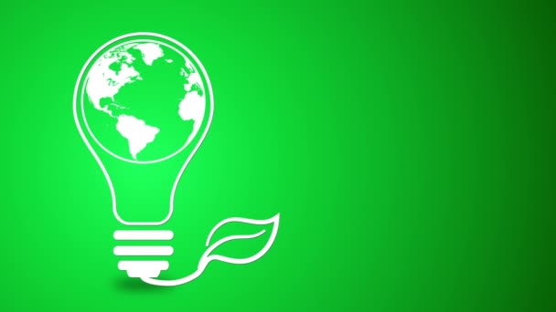Idea Ecológica Tierra Verde Bombilla Con Hojas — Vídeos de Stock