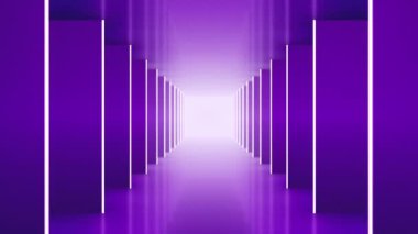 Gelecekçi Neon mor koridor Tüneli Döngüsü