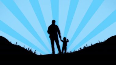 Babalar Günü geçmişi olan baba ve çocuk silueti.