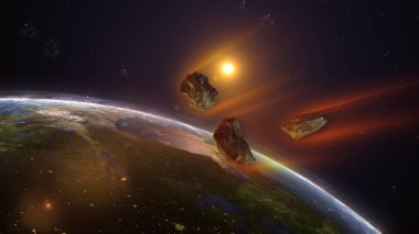 Meteorit Arkaplan Yaklaşan Dünya