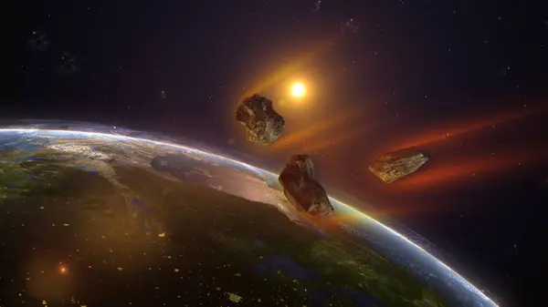 Meteorit Arkaplan Yaklaşan Dünya