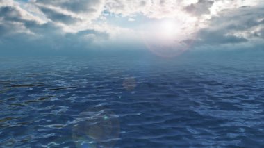 Mavi gökyüzü ve bulutlu okyanus