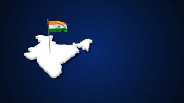 Hindistan 'ın 3d haritasında kopya alanı olan Hint bayrağı