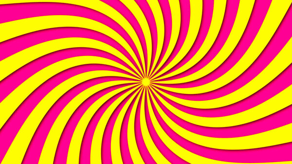 Abstract swirling sunbursts in vibrant pink and yellow
