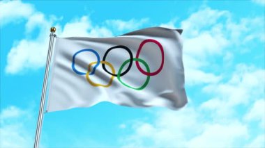 Olimpiyat Oyunları bayrağı rüzgarda dalgalanıyor