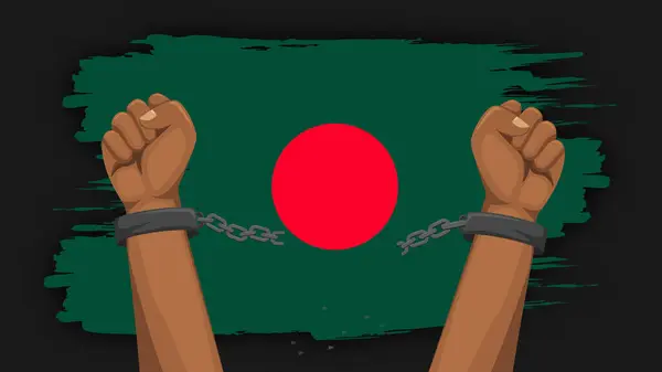 Stock image Breaking the Handcuffs on the flag of Bangladesh