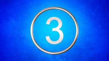 Number Three in Glittering Blue Particles clipart