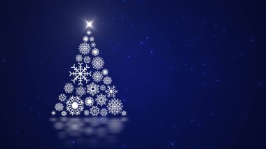 Beyaz kar tanelerinden yapılmış Noel ağacı