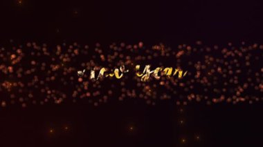 Bokeh ışıkları olan Mutlu Yıllar metni