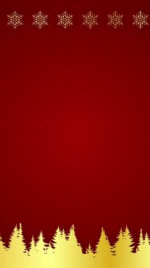 Kızıl üzerinde kar taneleri olan Siluetli Orman