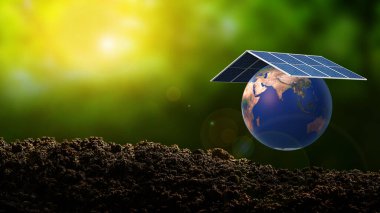 Dünya ve Güneş Paneli Doğanın Arkaplanı