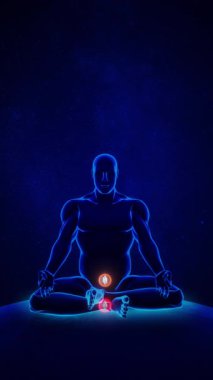 Görünür çakralarla Lotus konumu meditasyonu