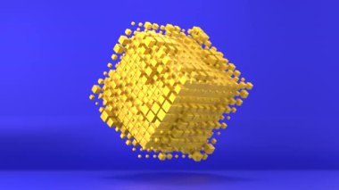 Mavi Arkaplanda Soyut Canlı Sarı Küpler Canlandırması