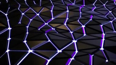 Neon Parıltısı ile Soyut 3B Üçgen Ağ Canlandırması
