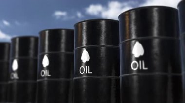 Bir Satırda Sıralanmış Petrol Konteynırları