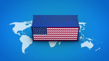 ABD Dünya Haritası Üzerinde Bayrak Taşıyıcı