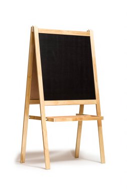 blackboard with wooden board on white background
