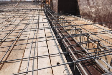 Concrete molds prepared for pouring concrete and reinforced with iron