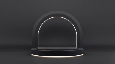 Black luxury podium for product display - 3D render
