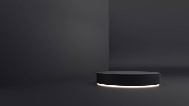 Black luxury podium for product display - 3D render