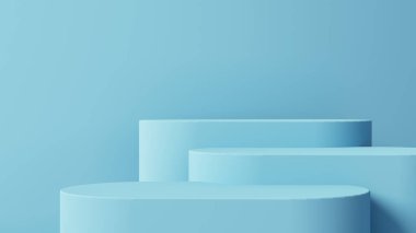 Blue pastel podium stand  background for display product stand - 3D rendering 