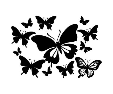 Kelebek logo simgeleri ve siluet koleksiyonu