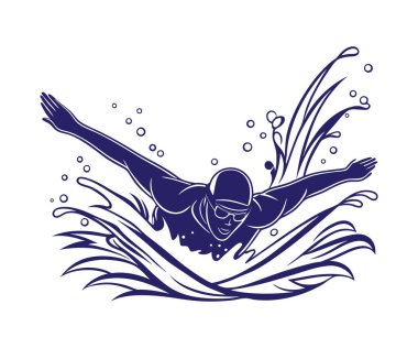 profesyonel yüzücü çizimi