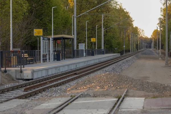 stock image Construction of railway lines in the European Union. Sustainable transportation. Green transportation. day.