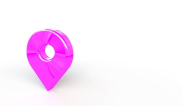 Pink Map Pointer Isolated on White Background.