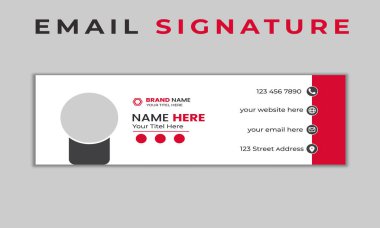Şirket e-posta imzası pankart vektör şablonu ve e-posta dipnotu ve kişisel sosyal medya kapağı tanımlaması. E- posta imzası şablonu veya e- posta dipnotu