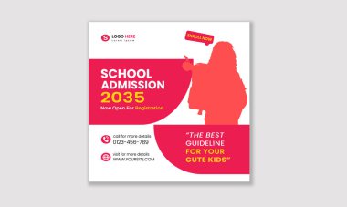 Okul giriş sosyal medya paylaşımı, promosyon indirimi, Düzenlenebilir Okul Kabul sosyal medya paylaşımı 