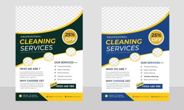 Temizlik hizmeti broşürü Vektörü ve düzenlenebilir broşür tasarımı, A4 Boyut Temizleme Servisi Flyer Design Şablonu