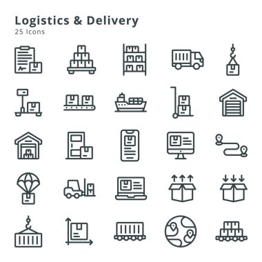 25 icons on logistics, delivery and related topic