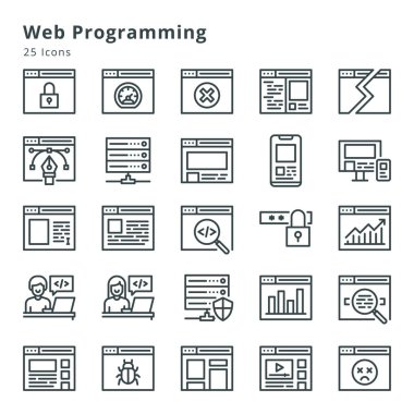 25 icons on web programming and related topic