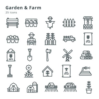 25 icons on garden, farm and related topic