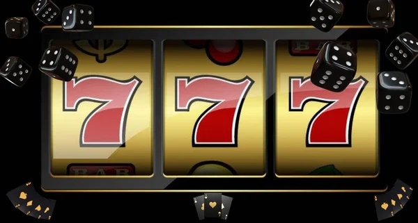 Casino Gambling Jackpot Lucky Cards Vector Illustration Black Background — Stok fotoğraf