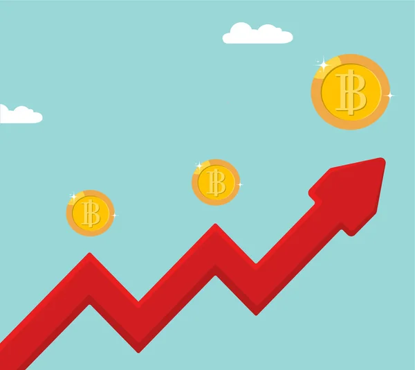Bitcoin Falling Graph Bitcoin Cryptocurrency Stock Value Market Demand Price — Stockvektor