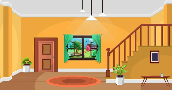 Living Room Interior Vector Illustration Cartoon Background — Stok Vektör
